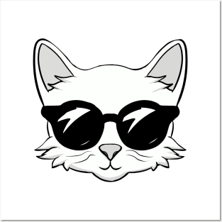 A White Cat in Black Sunglasses Sets a New Trend Posters and Art